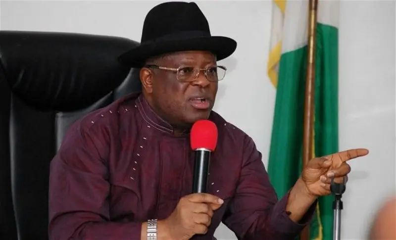 Senator David Umahi, has denied a report by an online newspaper claiming that he authorised the payment of N9.3bn meant for road construction to a Mirco-Finance Bank.