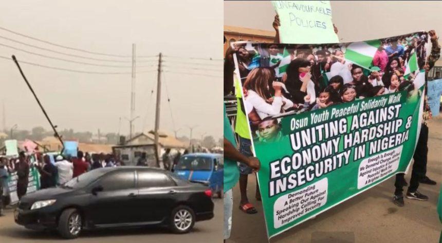 Residents of Osogbo in Osun State have taken to the streets of the state capital to protest against economic hardship and insecurity in Nigeria.
