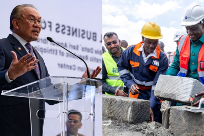 President William Ruto and Malaysia’s Prime Minister Anwar Ibrahim inspecting housing project in Uasin Gishu