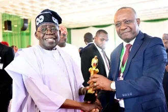 President Bola Tinubu speaking at the 21st All Nigeria Editors Conference in Abuja.