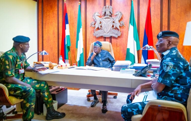 Tinubu holds extended security meeting with service chiefs in Abuja
