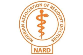 “Resident doctors protesting outside a federal hospital in Nigeria during nationwide strike