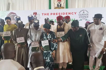 resident Bola Tinubu launches the Renewed Hope Climate Change Awareness Tour, urging governors, private sector leaders, and youth to accelerate Nigeria’s transition
