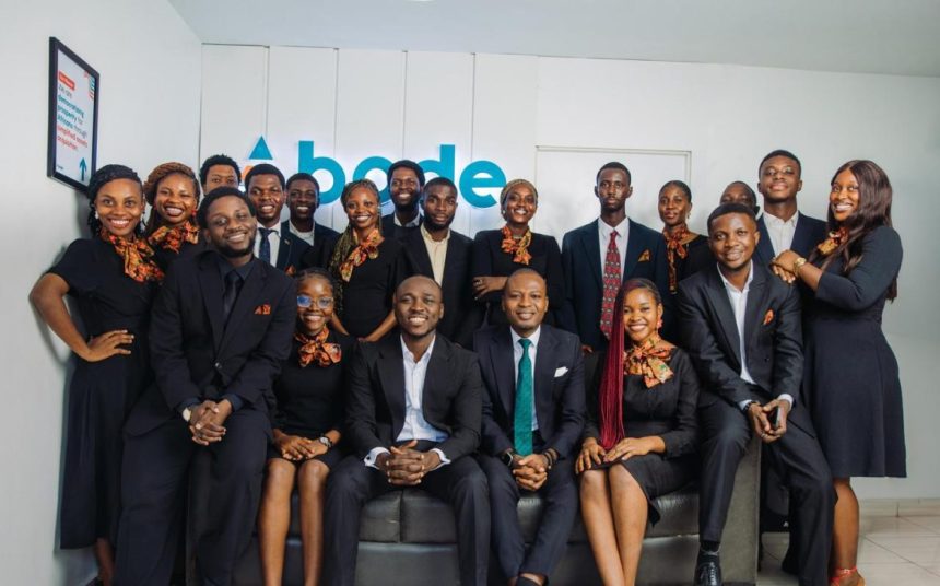 Abode Assets Limited co-founders Jeffrey Ehikioya Itepu and Damilare Oshokoya with management team celebrating four year anniversary